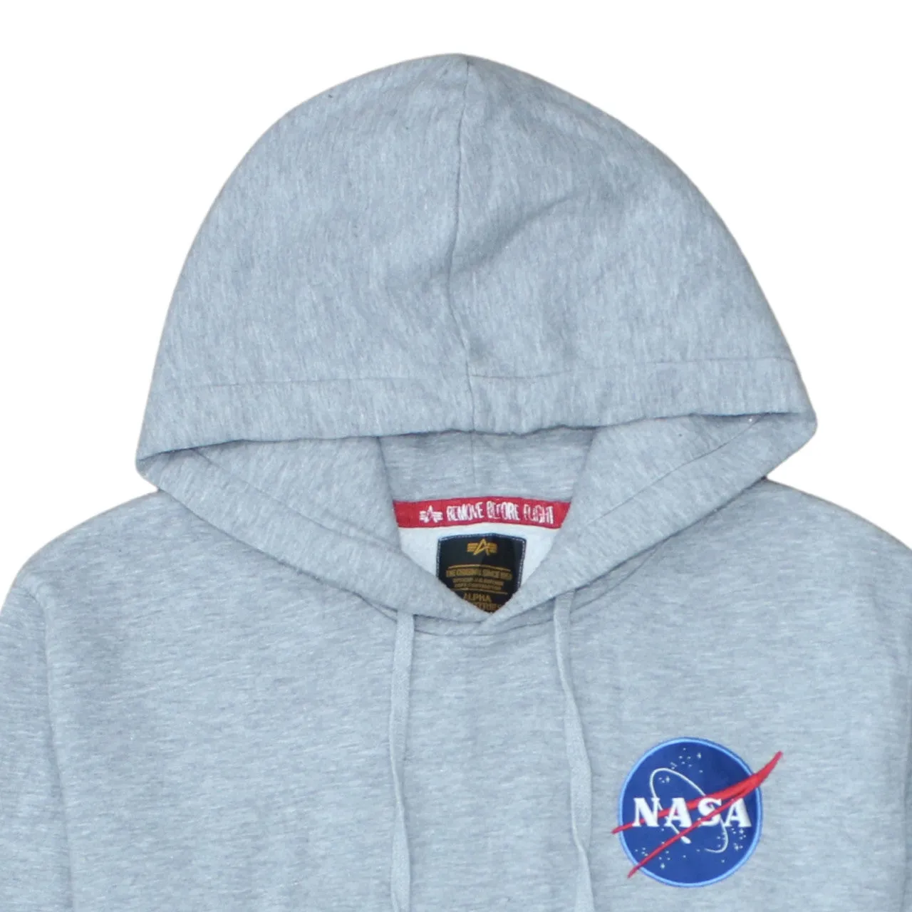 Alpha Industries Light Grey Hoodie Women’s XLarge NASA Logo Sleeve Zip Pocket Sweatshirt sold by Vintage Club product image thumbnail 3