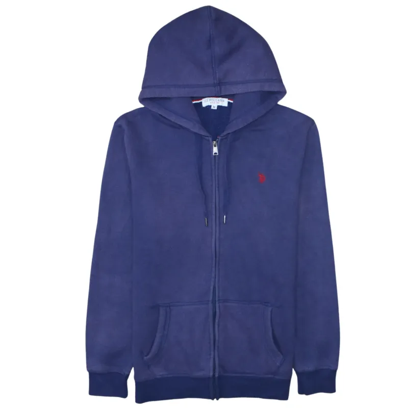 U.S Polo Assn Navy Blue Zip Hoodie Men's Medium Embroidered Logo Split Pocket Fleece Top sold by Vintage Club