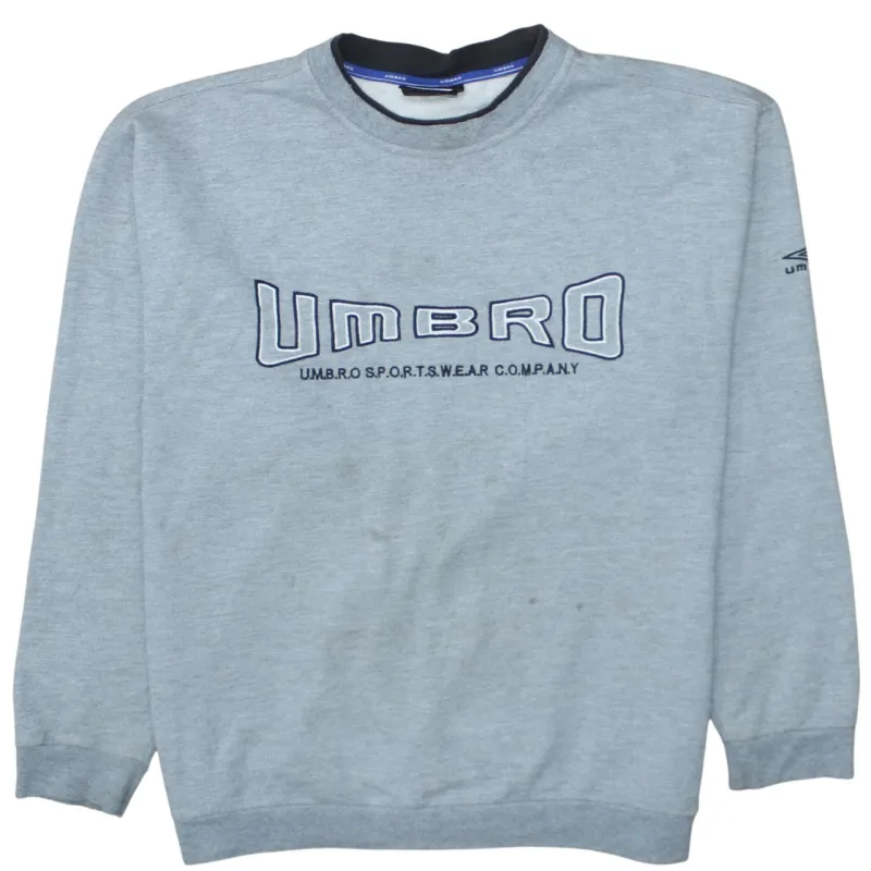Umbro Grey Sweatshirt Men’s XLarge Embroidered Logo Crewneck Ribbed Cuffs Pullover Top made by Umbro