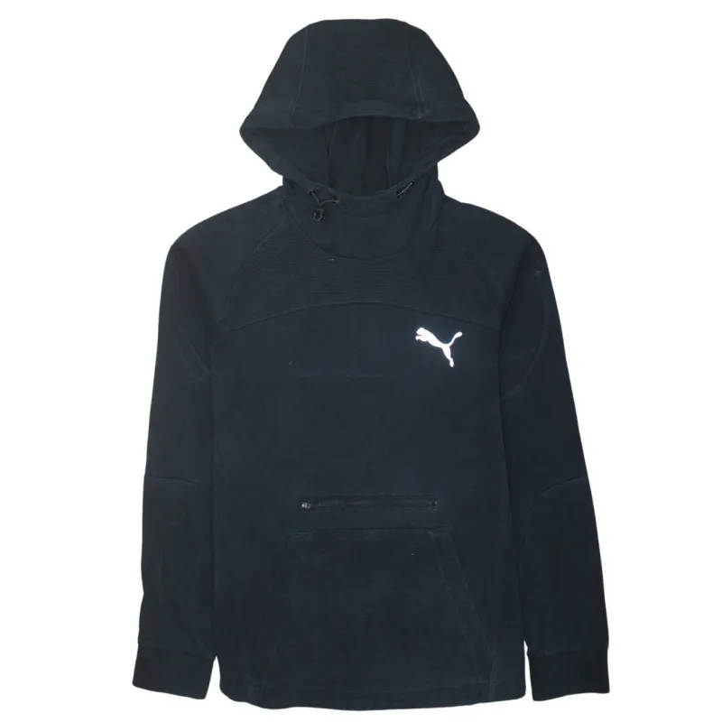 Puma Black Hoodie Women’s Small Embroidered Logo Zip Pocket Pullover Sweatshirt Top sold by Vintage Club