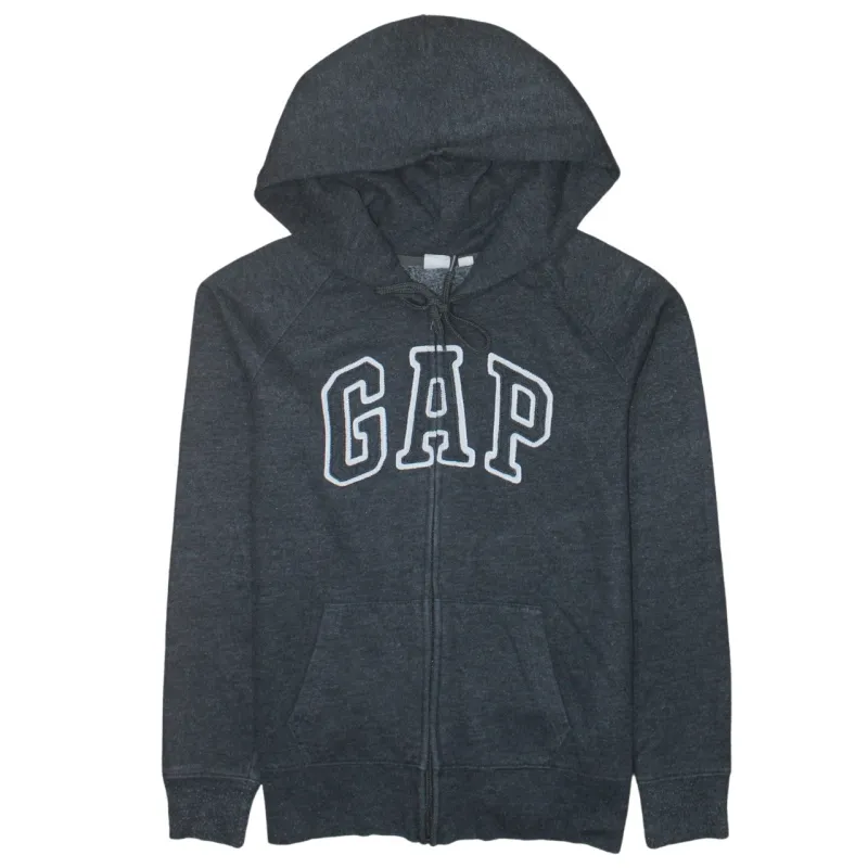 Gap Charcoal Grey Zip Hoodie Women’s Small Embroidered Logo Split Pocket Sweatshirt sold by Vintage Club