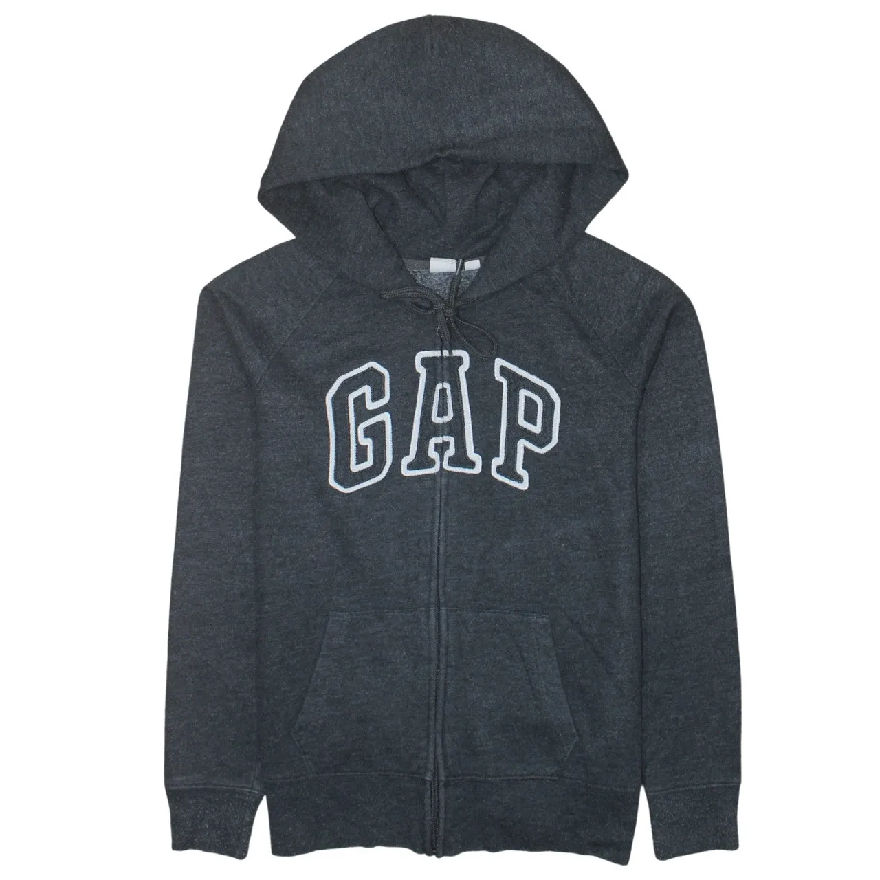Gap Charcoal Grey Zip Hoodie Women’s Small Embroidered Logo Split Pocket Sweatshirt sold by Vintage Club