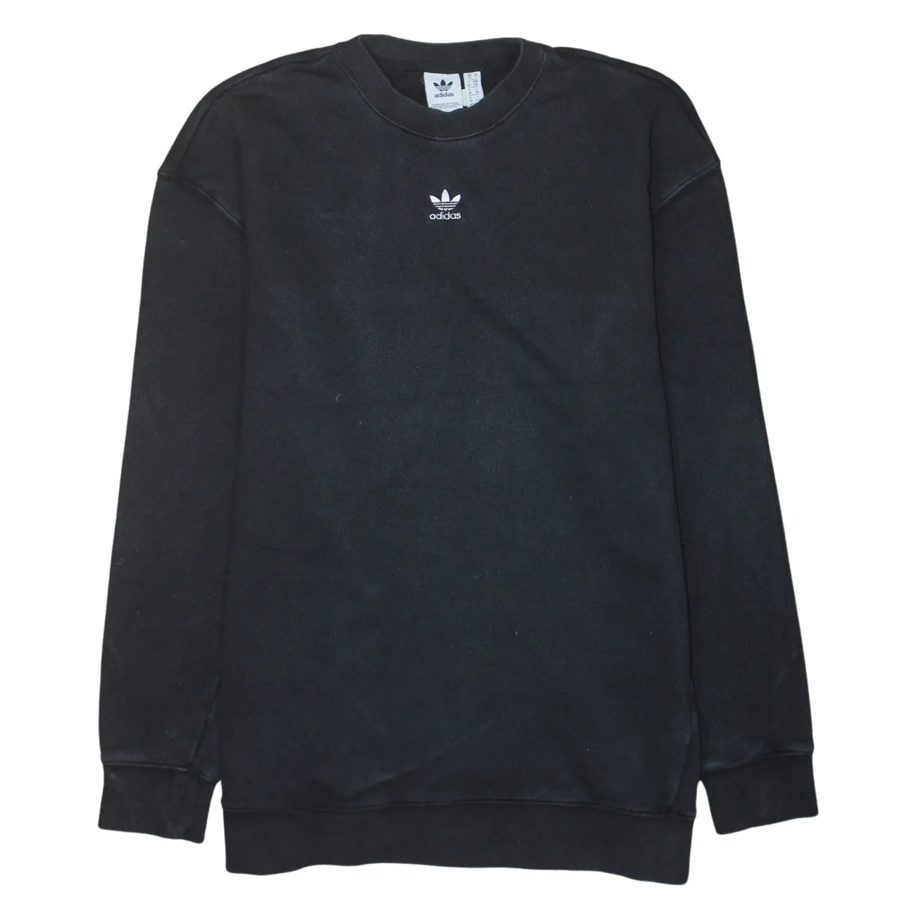 Adidas Black Sweatshirt Women's Small Embroidered Trefoil Logo Graphic Back Pullover Top sold by Vintage Club