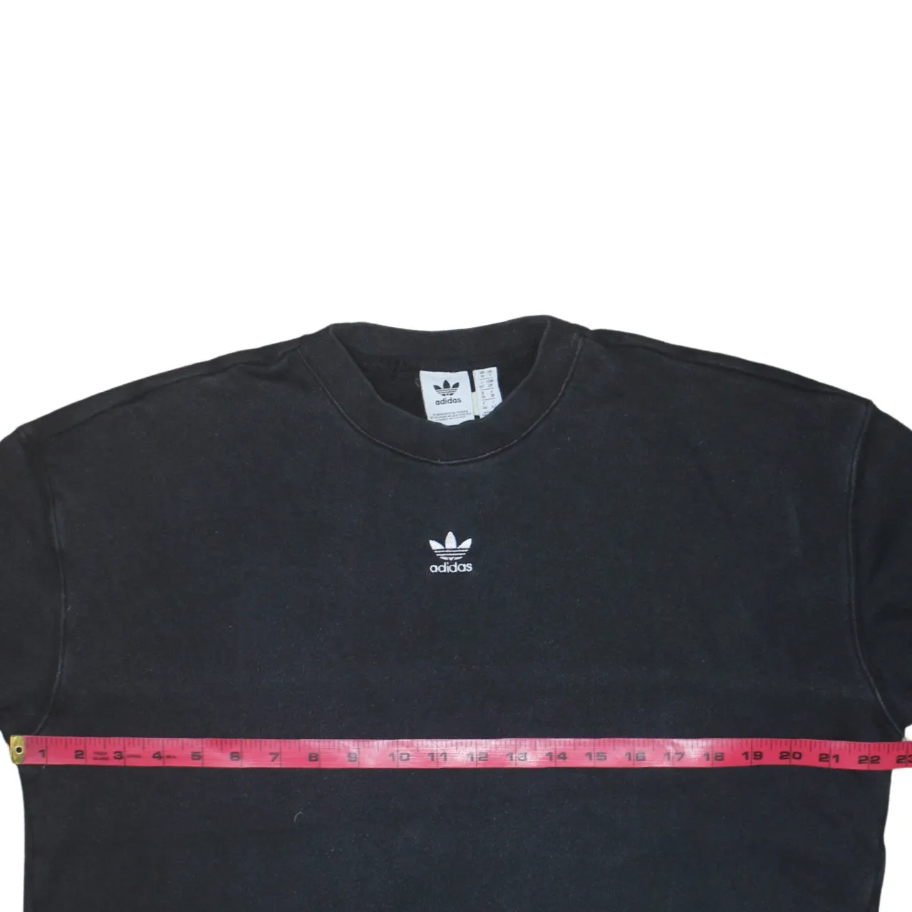 Adidas Black Sweatshirt Women's Small Embroidered Trefoil Logo Graphic Back Pullover Top sold by Vintage Club product image thumbnail 5