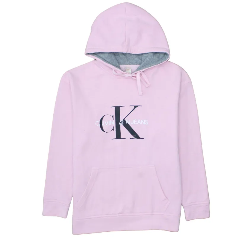 Calvin Klein Light Pink Hoodie Men's XSmall Printed CK Logo Front Pocket Fleece Sweatshirt sold by Vintage Club