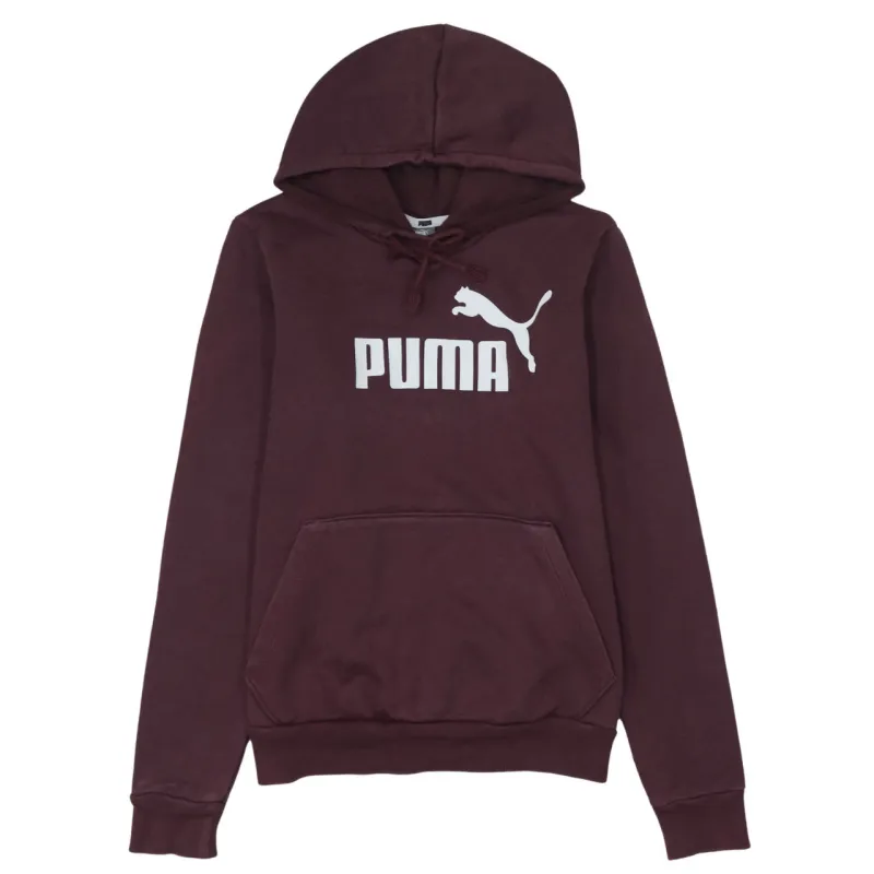 Puma Burgundy Red Hoodie Women's Small Printed Logo Front Pocket Pullover Sweatshirt made by Puma