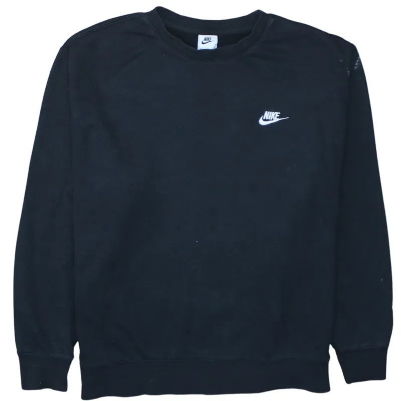 Nike Black Sweatshirt Men's XLarge Embroidered Swoosh Logo Crewneck Pullover Fleece Top sold by Vintage Club