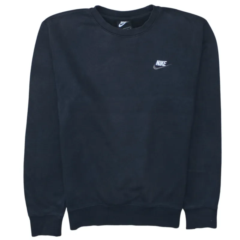 Nike Black Sweatshirt Men's XSmall Embroidered Chest Logo Crewneck Fleece Pullover Top sold by Vintage Club