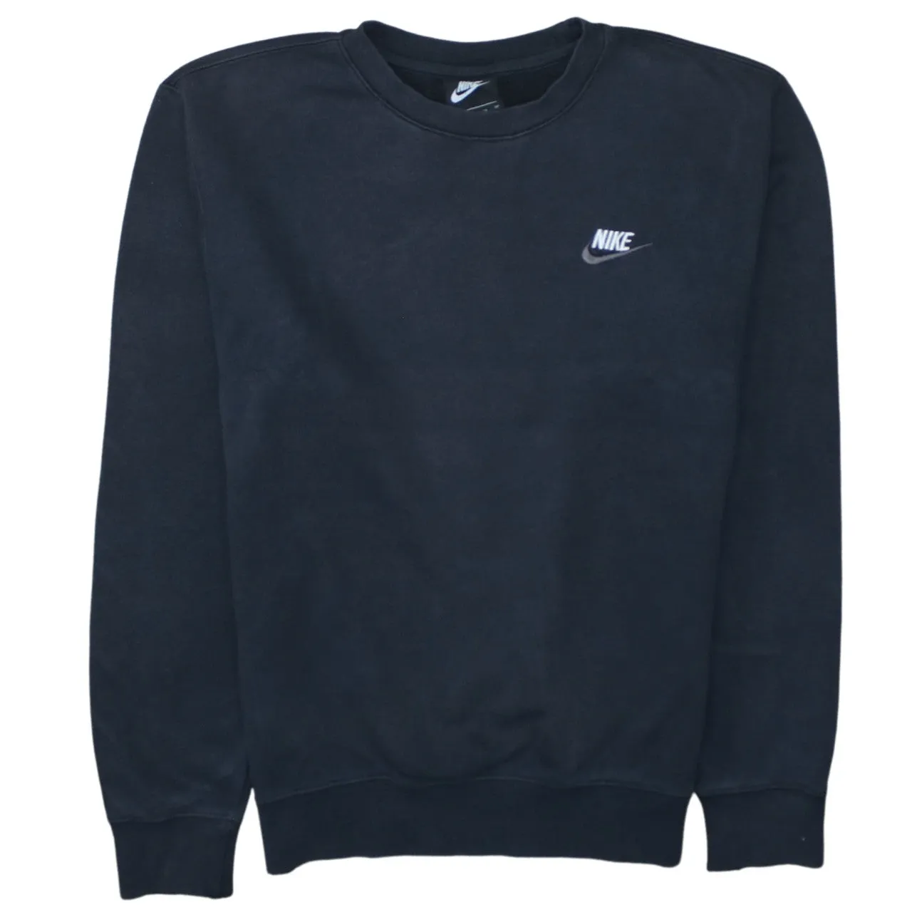 Nike Black Sweatshirt Men's XSmall Embroidered Chest Logo Crewneck Fleece Pullover Top sold by Vintage Club