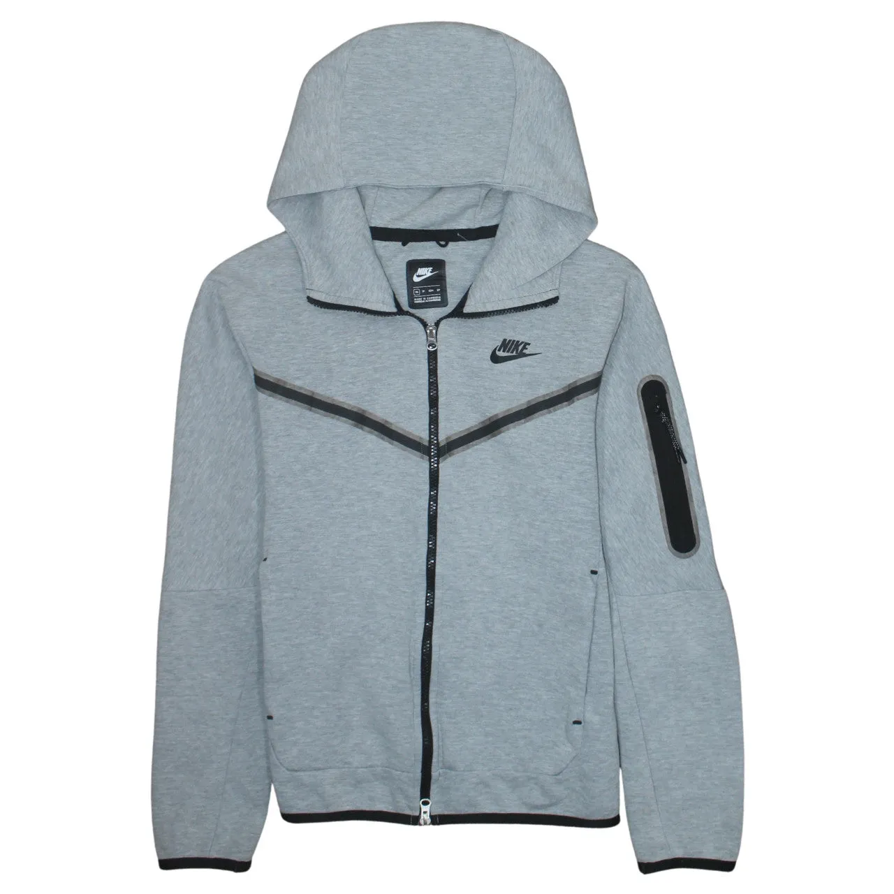 Nike Light Grey Full Zip Hoodie Men’s XSmall Embroidered Swoosh Sleeve Zip Pocket Jacket sold by Vintage Club