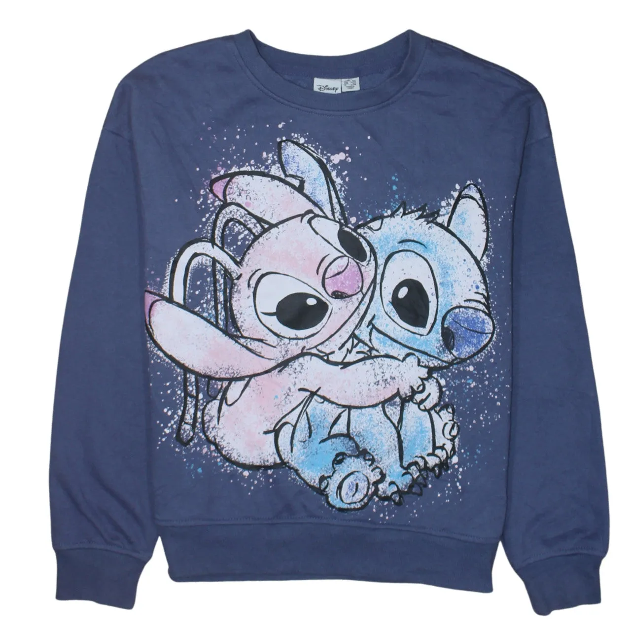 Disney Blue Sweatshirt Women's XXS Printed Stitch Angel Graphic Crewneck Pullover Top sold by Vintage Club