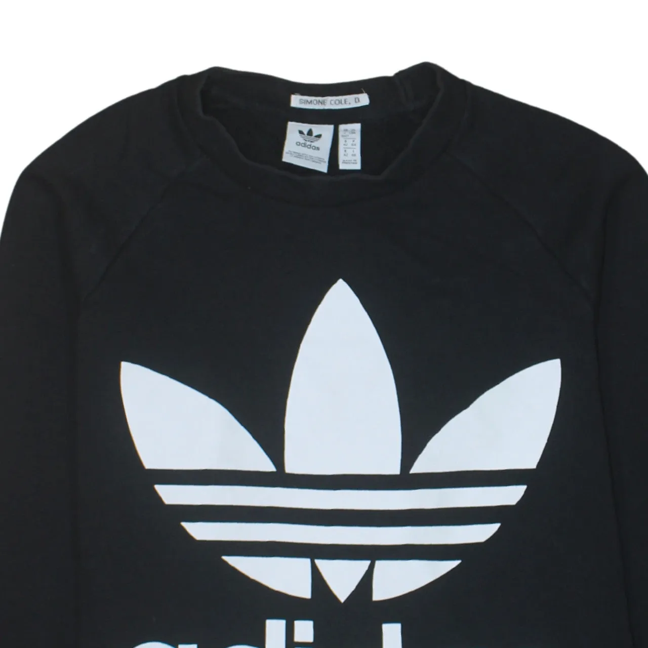 Adidas Black Sweatshirt Women's XLarge Big Trefoil Printed Logo Crewneck Pullover Top sold by Vintage Club product image thumbnail 3