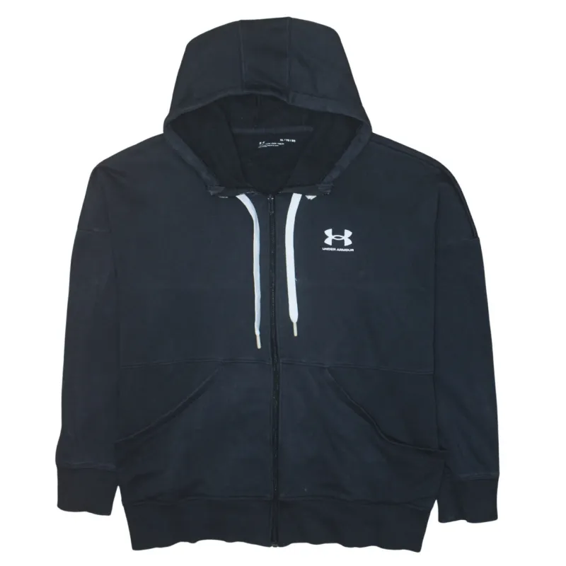 Under Armour Black Full Zip Hoodie Men’s XLarge Printed Chest Logo Split Pocket Sweatshirt sold by Vintage Club