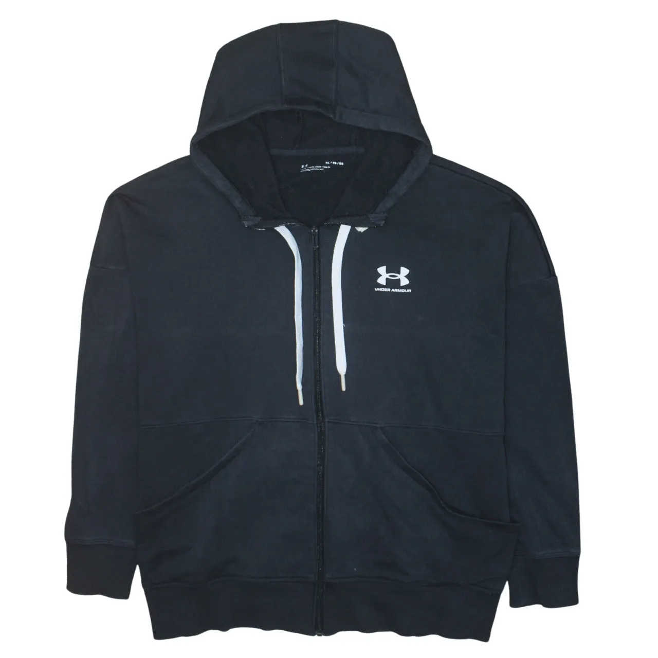 Under Armour Black Full Zip Hoodie Men’s XLarge Printed Chest Logo Split Pocket Sweatshirt sold by Vintage Club