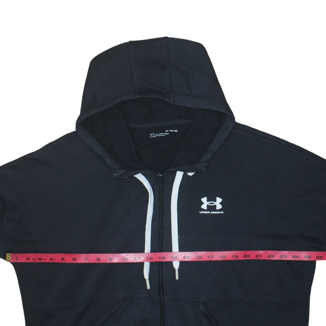 Under Armour Black Full Zip Hoodie Men’s XLarge Printed Chest Logo Split Pocket Sweatshirt sold by Vintage Club product image thumbnail 5