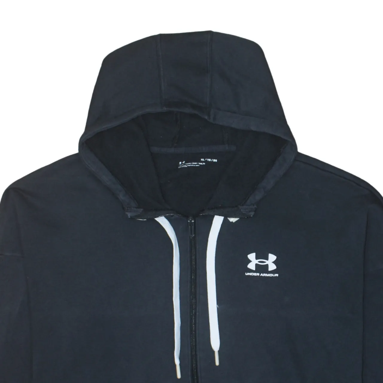 Under Armour Black Full Zip Hoodie Men’s XLarge Printed Chest Logo Split Pocket Sweatshirt sold by Vintage Club product image thumbnail 3