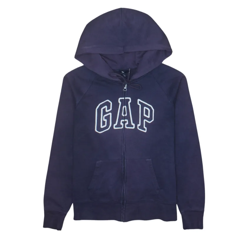 Gap Dark Purple Zip Hoodie Women's Medium Embroidered Logo Front Pockets Sweatshirt made by GAP