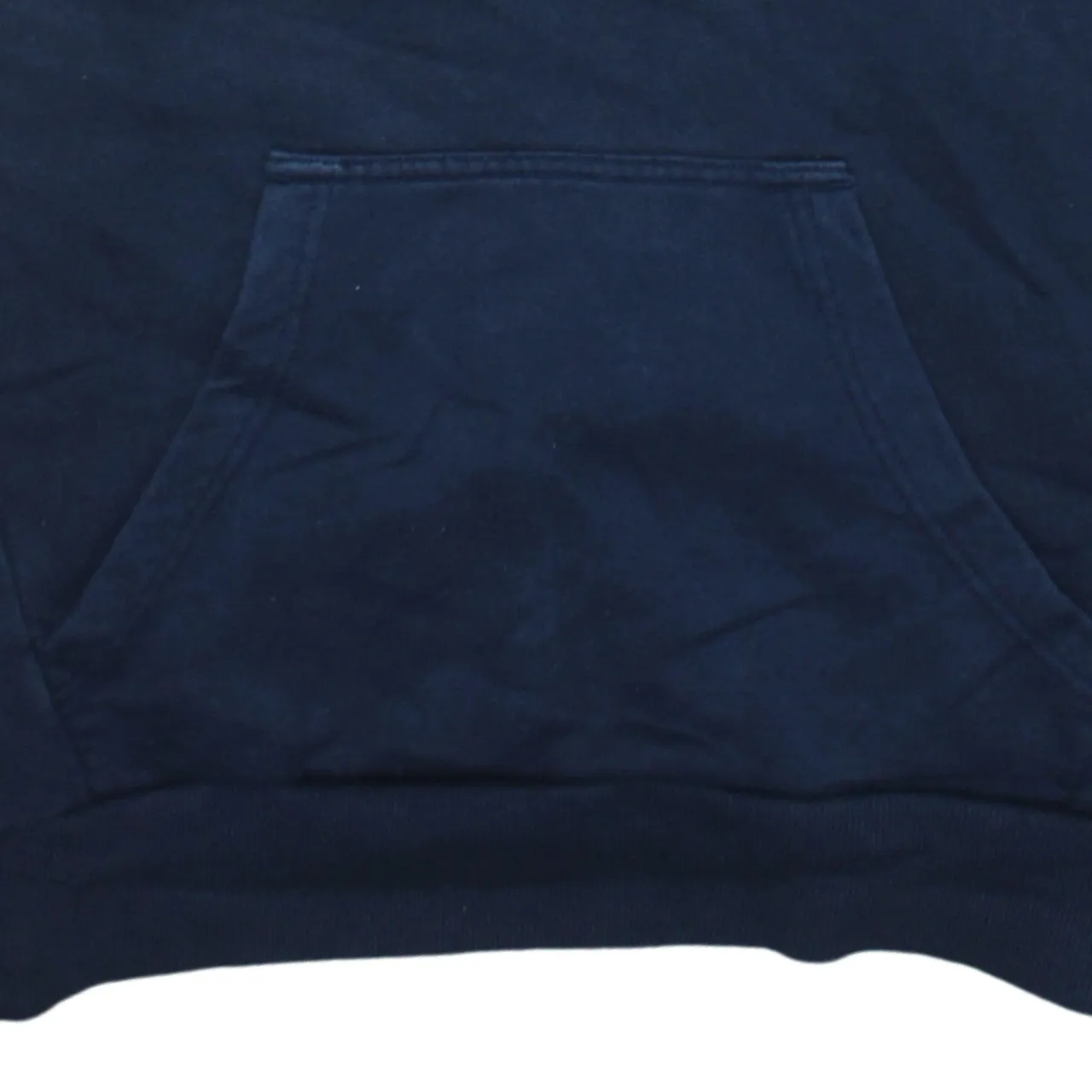 Adidas Navy Blue Hoodie Women’s Small Printed Logo Front Pouch Fleece Pullover Sweatshirt sold by Vintage Club product image thumbnail 4