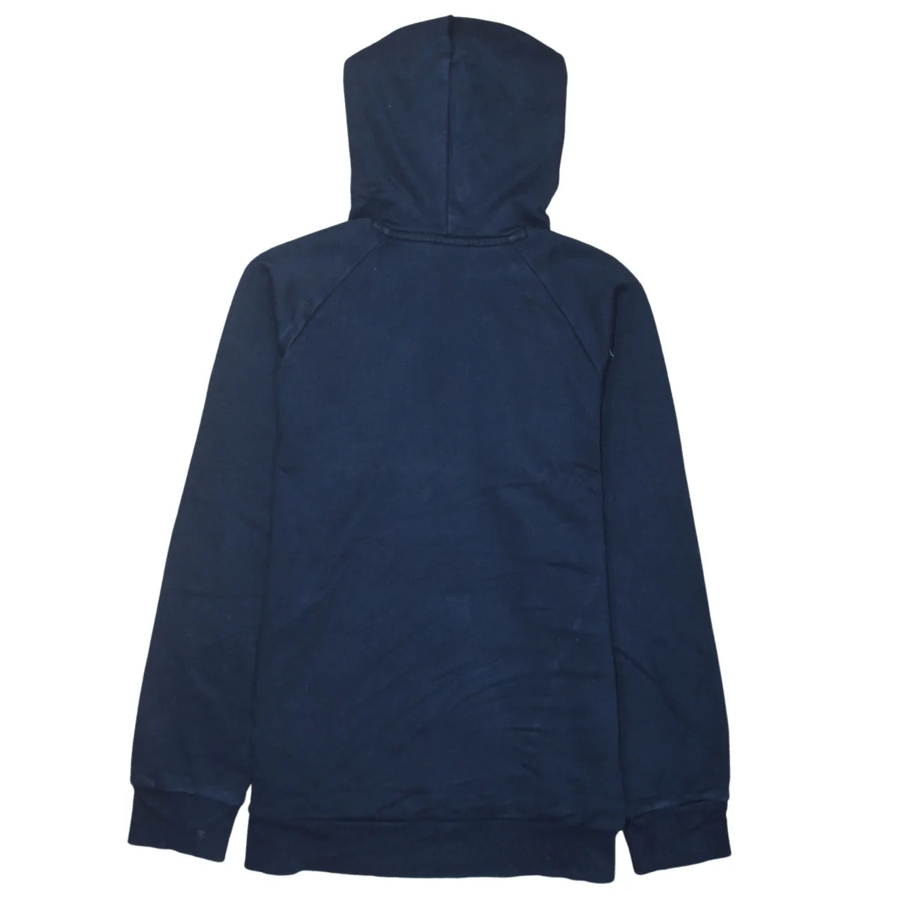 Adidas Navy Blue Hoodie Women’s Small Printed Logo Front Pouch Fleece Pullover Sweatshirt sold by Vintage Club product image thumbnail 2