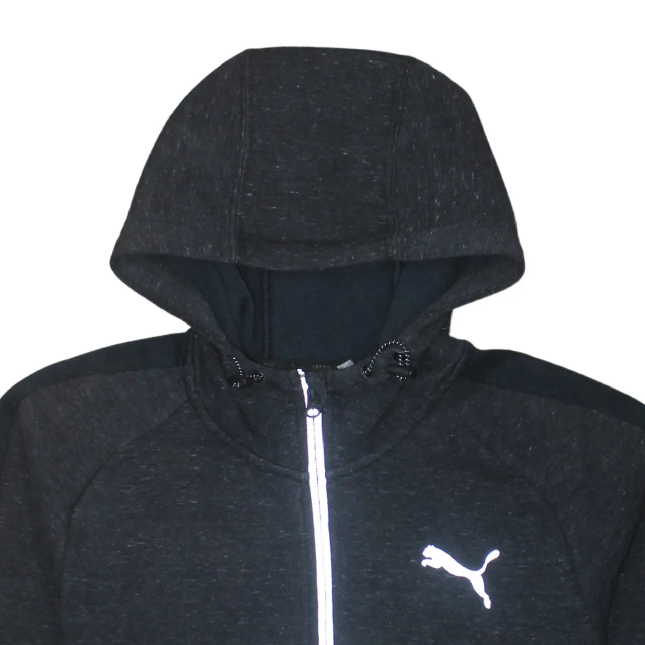 Puma Dark Charcoal Full Zip Hoodie Women's Medium Reflective Zip Printed Logo Sports Jacket sold by Vintage Club product image thumbnail 3