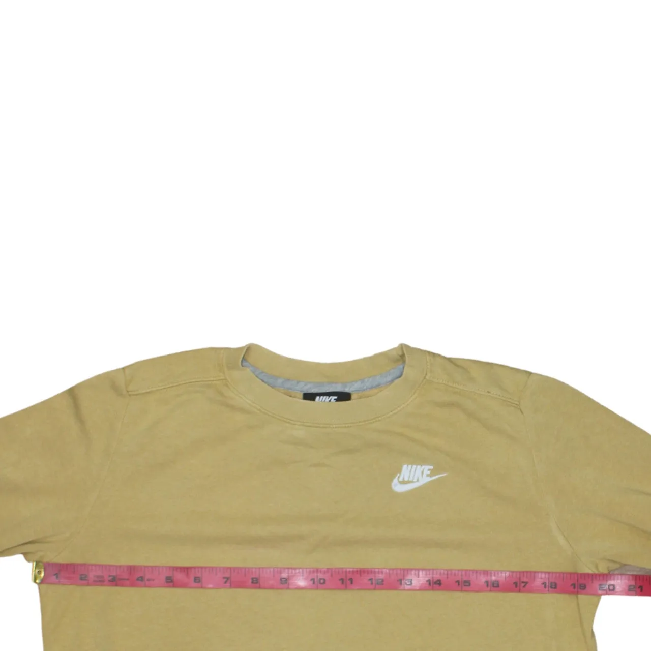 Nike Mustard Yellow Sweatshirt Men’s Small Printed Swoosh Logo Crewneck Pullover Top sold by Vintage Club product image thumbnail 5