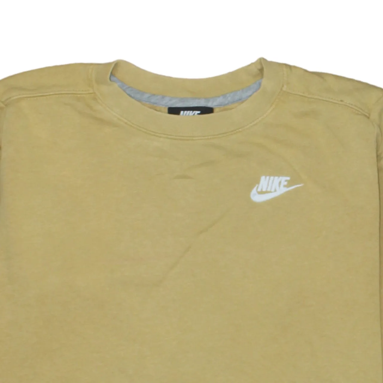 Nike Mustard Yellow Sweatshirt Men’s Small Printed Swoosh Logo Crewneck Pullover Top sold by Vintage Club product image thumbnail 3