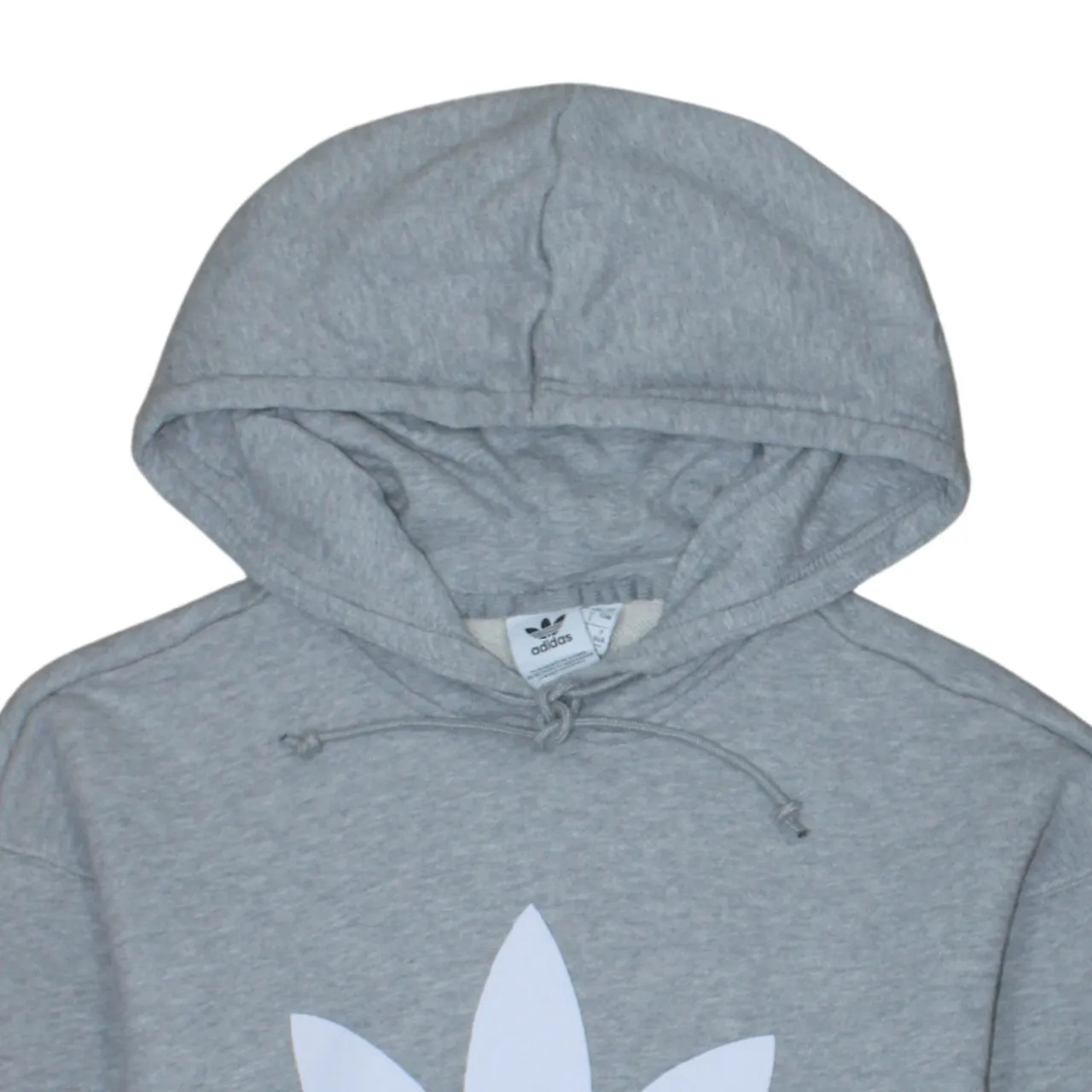 Adidas Grey Hoodie Women’s Medium Printed Trefoil Logo Front Pocket Pullover Sweatshirt sold by Vintage Club product image thumbnail 3