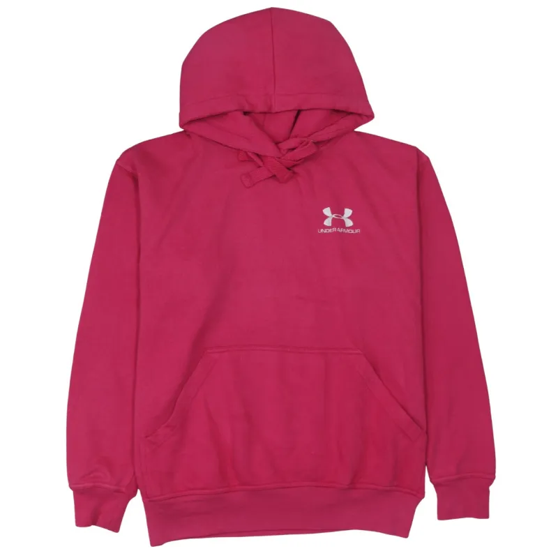 Under Armour Fuchsia Pink Hoodie Women’s XLarge Printed Chest Logo Front Pocket Sweatshirt made by Under Armour