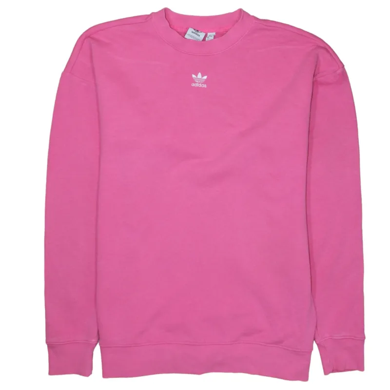 Adidas Pink Sweatshirt Women’s Large Small Trefoil Logo Crewneck Pullover Fleece Top made by Adidas