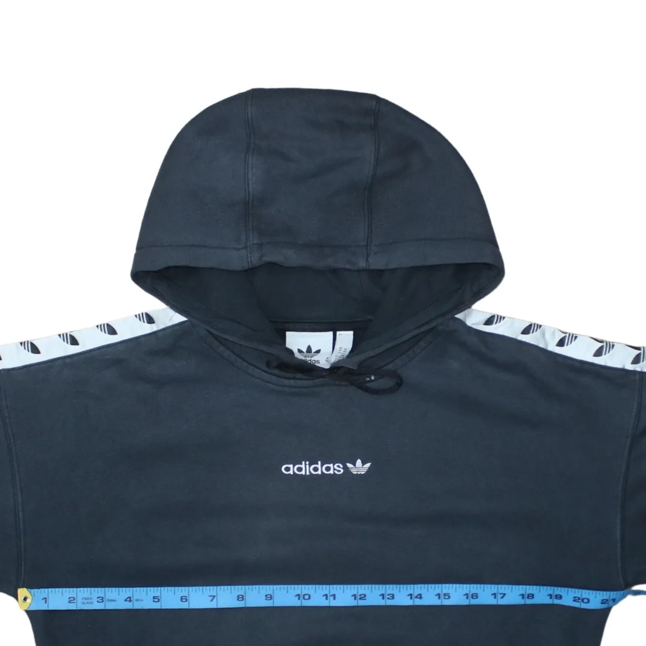 Adidas Black Hoodie Men’s XSmall Embroidered Trefoil Logo Tape Sleeve Pullover Sweatshirt sold by Vintage Club product image thumbnail 5