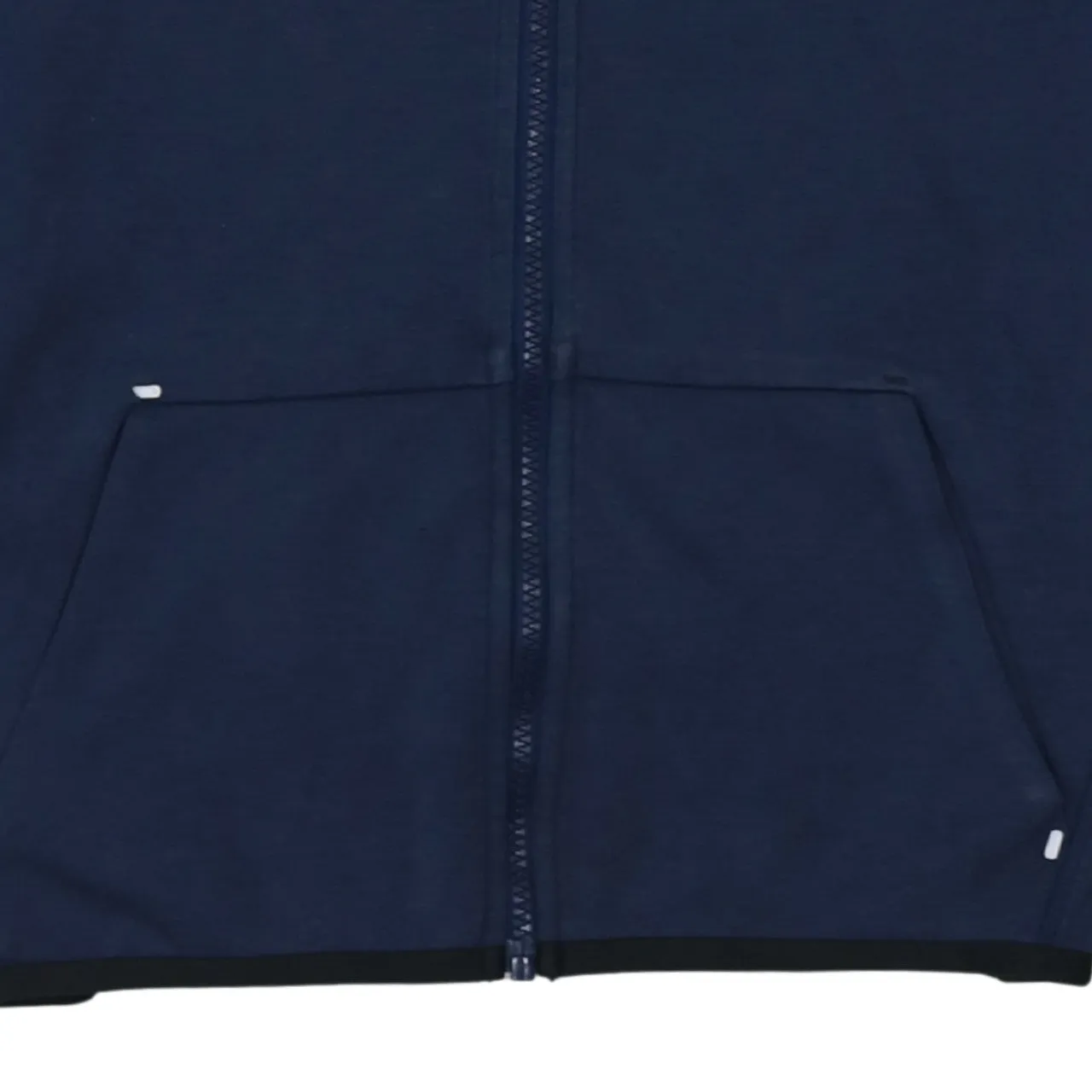 Nike Navy Blue Full Zip Hoodie Women’s Large Printed Swoosh Logo Split Kangaroo Pockets Sweatshirt sold by Vintage Club product image thumbnail 4