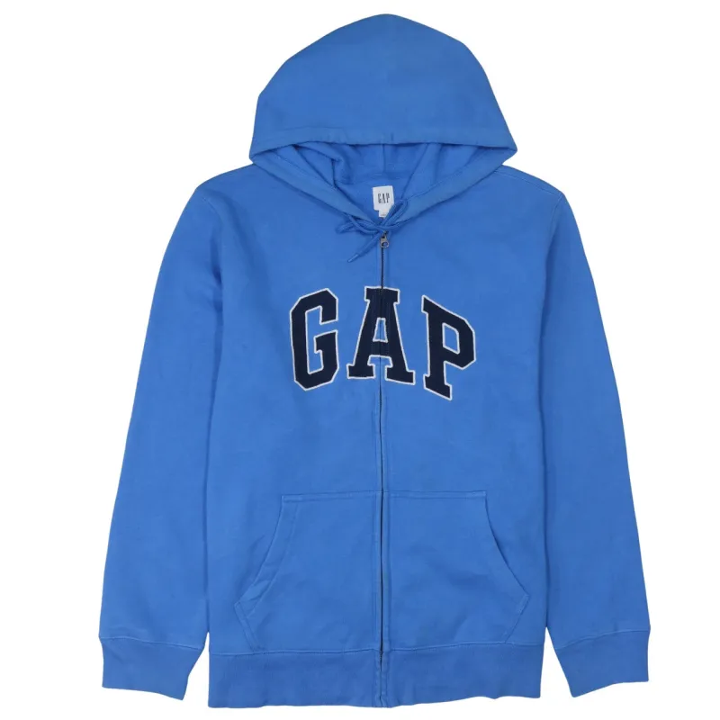Gap Blue Zip Hoodie Women’s XLarge Embroidered Logo Split Pocket Fleece Lined Sweatshirt sold by Vintage Club