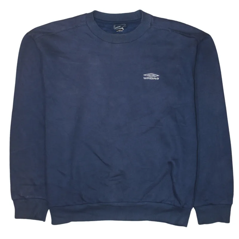 Umbro Navy Blue Sweatshirt Men's XLarge Embroidered Chest Logo Ribbed Crewneck Pullover sold by Vintage Club