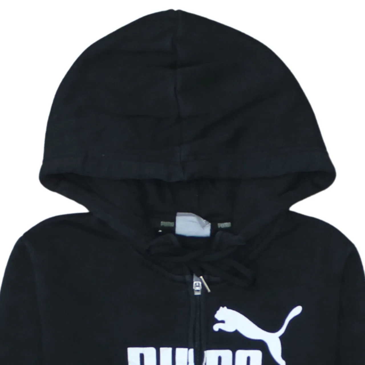 Puma Black Zip Hoodie Women’s XSmall Printed Logo Split Pocket Hooded Sweatshirt sold by Vintage Club product image thumbnail 3