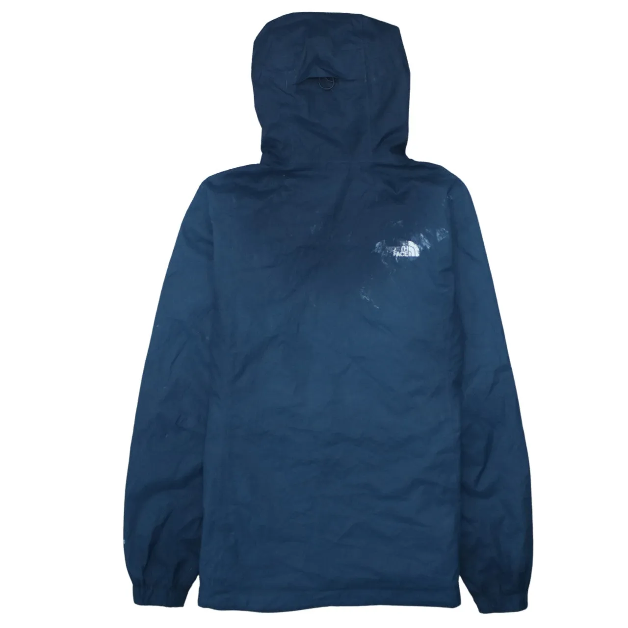 The North Face Navy Blue Hooded Windbreaker Women’s Small Zip Pockets Printed Logo Jacket sold by Vintage Club product image thumbnail 2