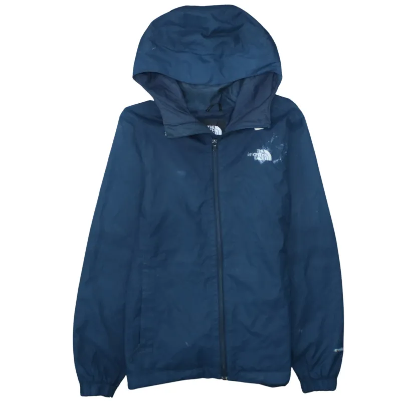 The North Face Navy Blue Hooded Windbreaker Women’s Small Zip Pockets Printed Logo Jacket sold by Vintage Club