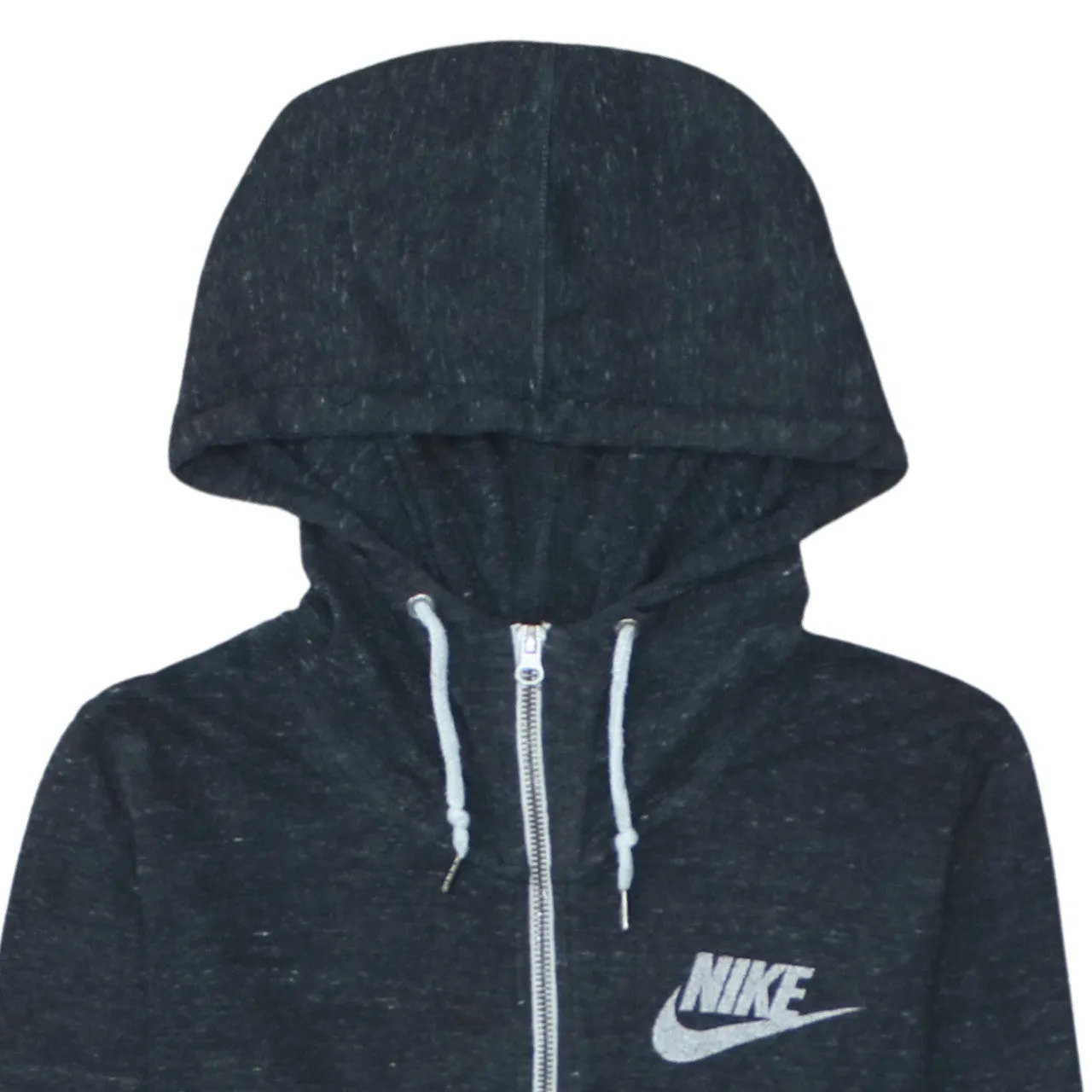 Nike Dark Heather Grey Hoodie Men's Small Full Zip Printed Logo Drawstring Hood Sweatshirt sold by Vintage Club product image thumbnail 3