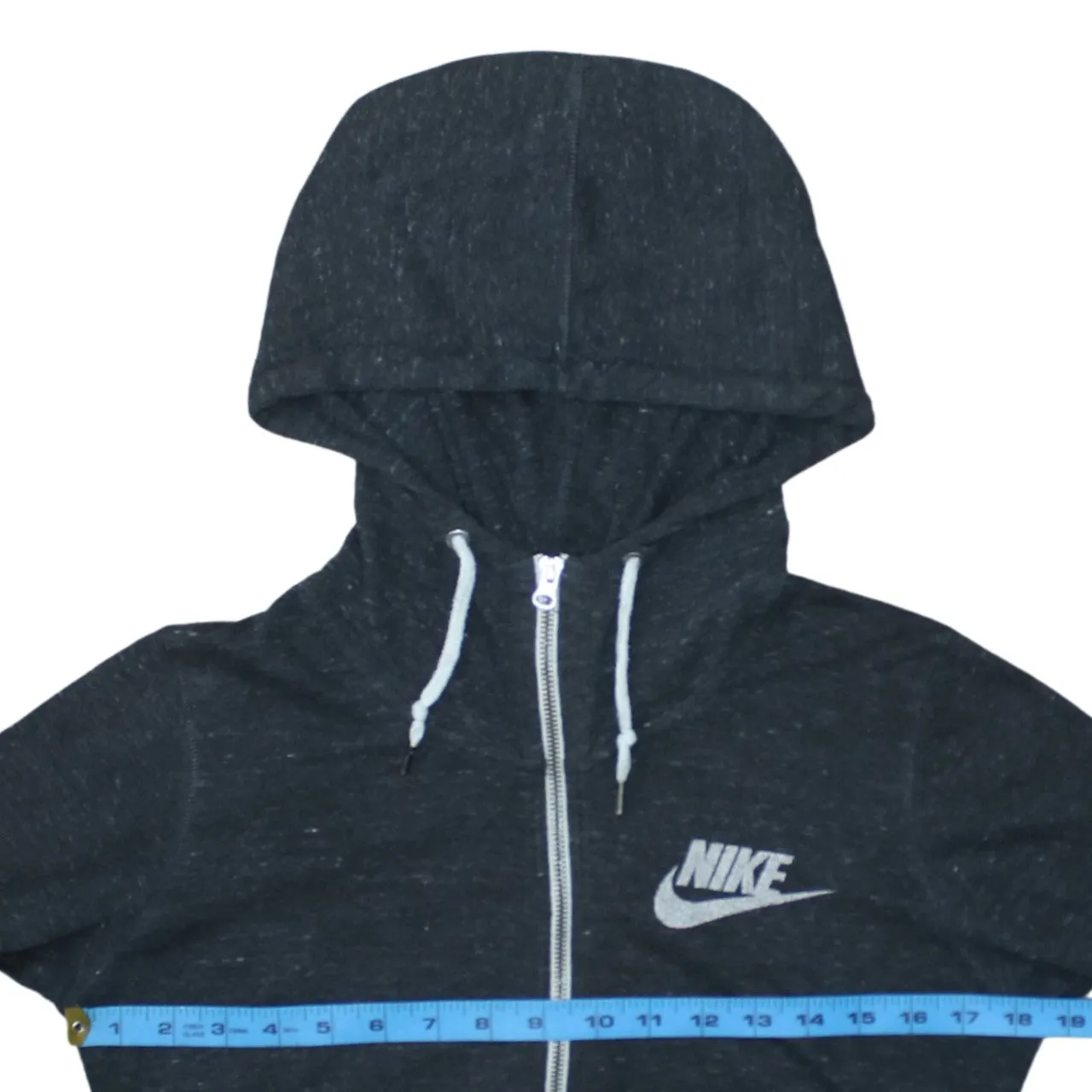 Nike Dark Heather Grey Hoodie Men's Small Full Zip Printed Logo Drawstring Hood Sweatshirt sold by Vintage Club product image thumbnail 5