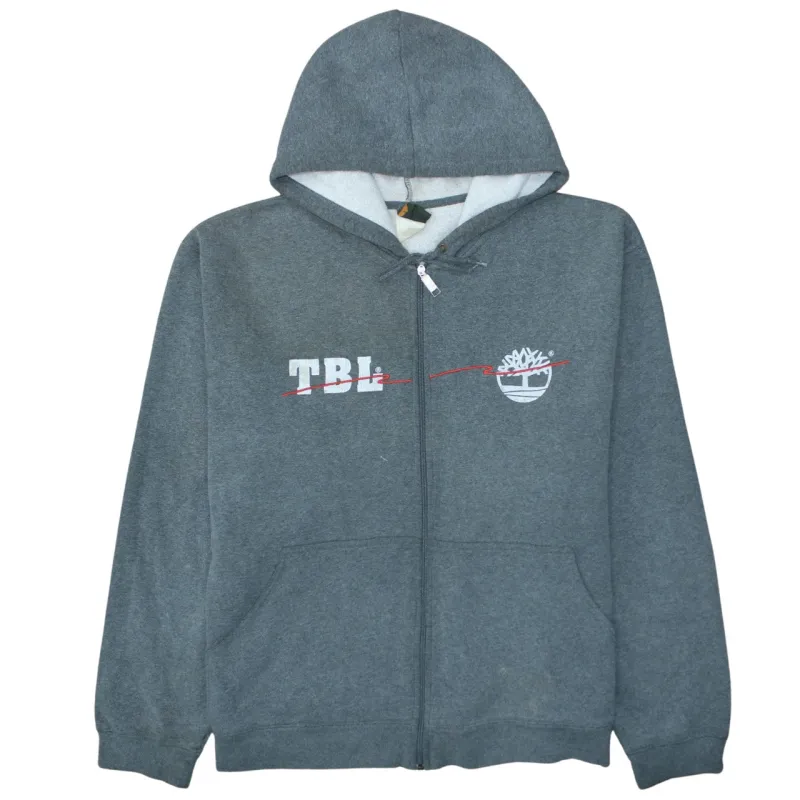 Timberland Dark Grey Hoodie Men's XLarge Full Zip Printed TBL Logo Pockets Sweatshirt made by Timberland