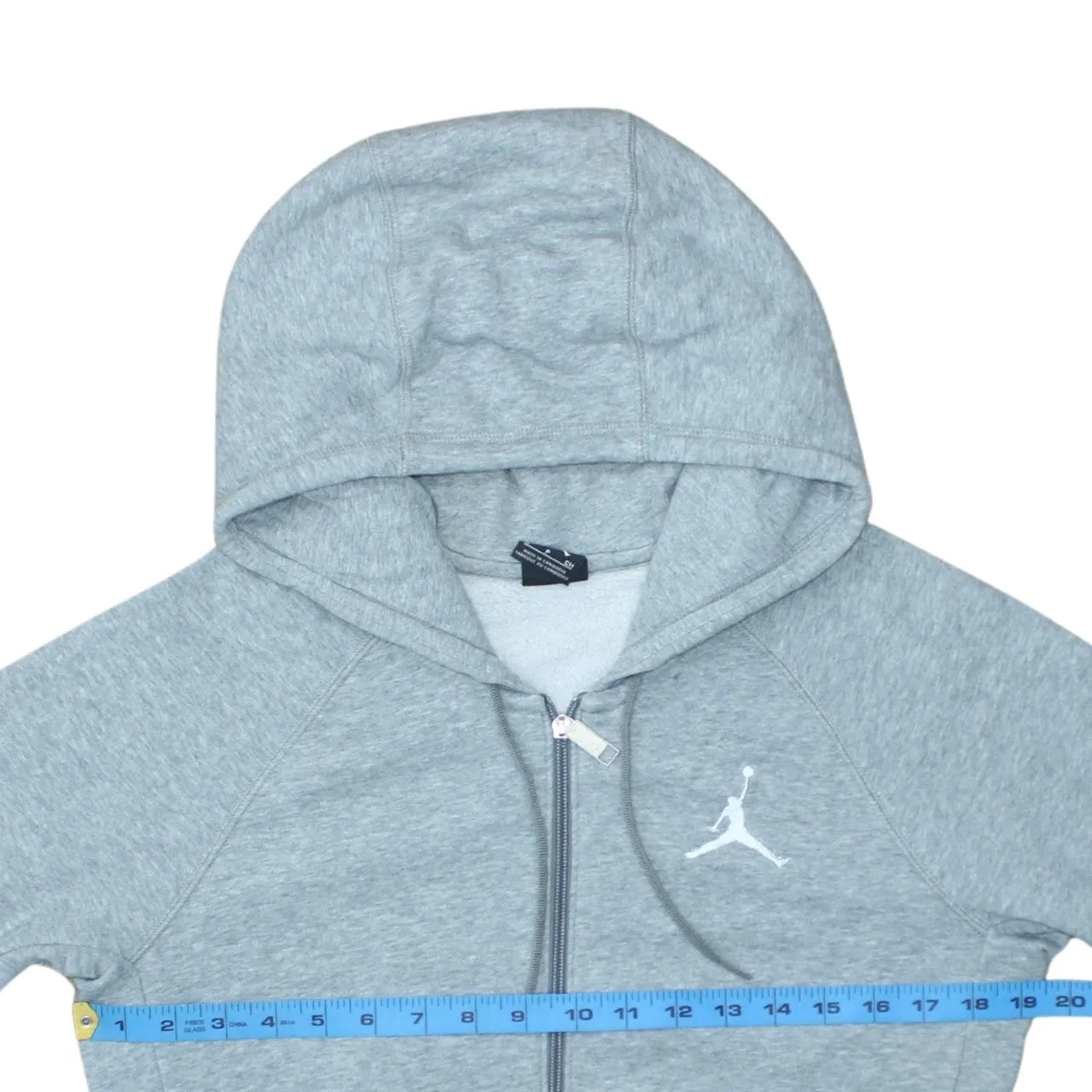 Jordan Light Grey Full Zip Hoodie Men's Small Embroidered Jumpman Logo Fleece Sweatshirt sold by Vintage Club product image thumbnail 5