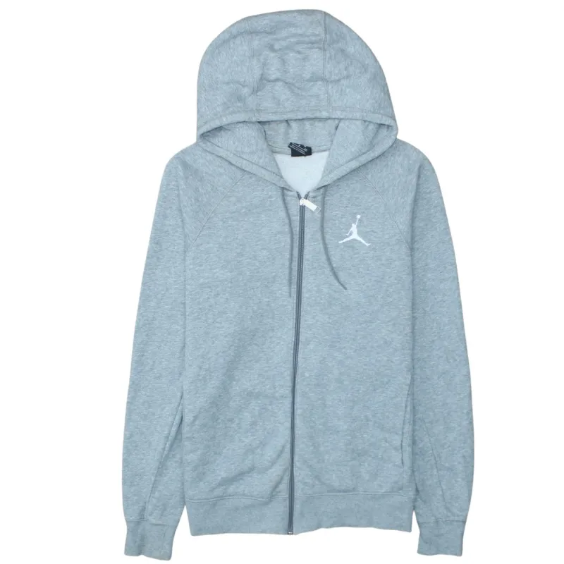 Jordan Light Grey Full Zip Hoodie Men's Small Embroidered Jumpman Logo Fleece Sweatshirt made by Jordan
