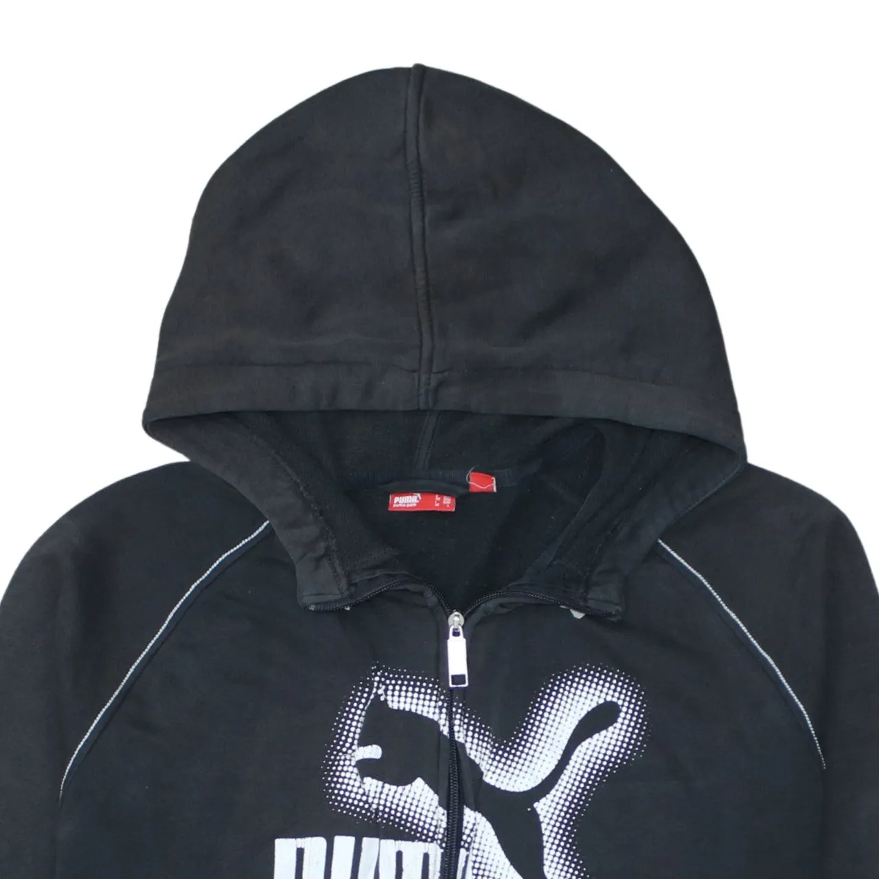 Puma Black Zip Hoodie Men's Large Printed Big Logo Split Kangaroo Pockets Sweatshirt sold by Vintage Club product image thumbnail 3