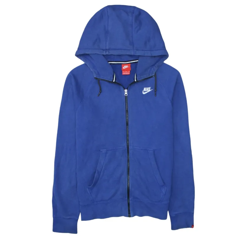 Nike Royal Blue Zip Hoodie Men’s Medium Embroidered Swoosh Drawstring Pockets Sweatshirt made by Nike