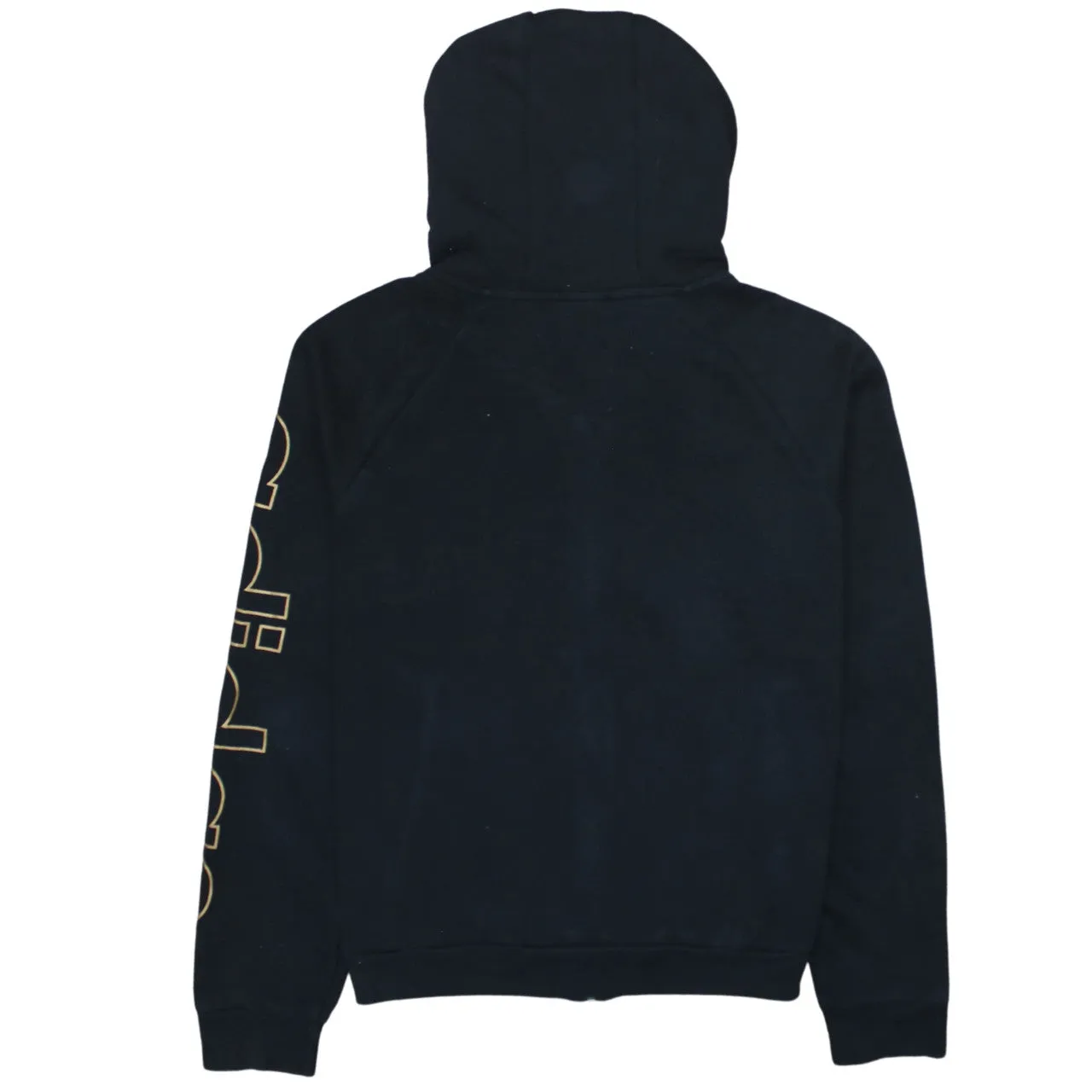 Adidas Black Full Zip Hoodie Women’s Medium Gold Printed Logo Sleeve Graphic Sweatshirt sold by Vintage Club product image thumbnail 2
