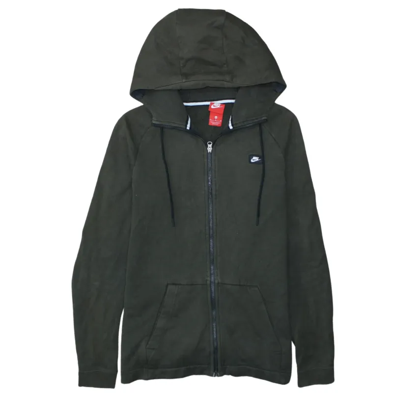 Nike Dark Green Full Zip Hoodie Women’s Medium Embroidered Chest Logo Front Pockets Fleece made by Nike
