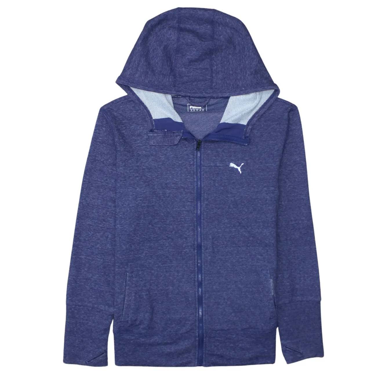 Puma Purple Full Zip Hoodie Women’s Medium Printed Logo Pockets Casual Sweatshirt Top sold by Vintage Club