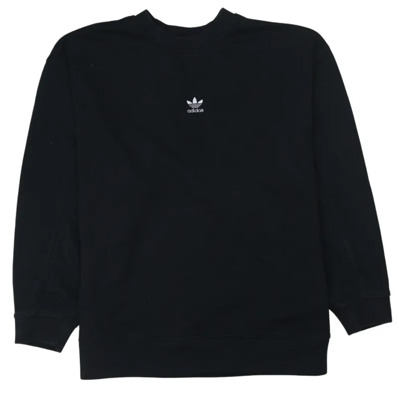 Adidas Black Sweatshirt Women's Small Embroidered Trefoil Logo Crewneck Pullover Top sold by Vintage Club