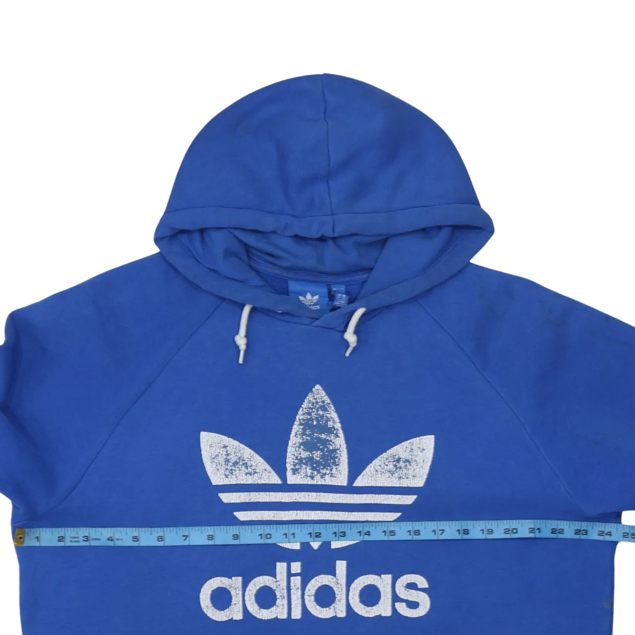 Adidas Blue Hoodie Women’s XLarge Trefoil Printed Logo Drawstring Pocket Sweatshirt sold by Vintage Club product image thumbnail 5