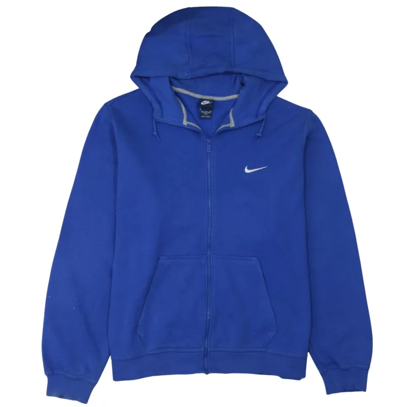 Nike Royal Blue Full Zip Hoodie Men's XXLarge Embroidered Swoosh Pockets Fleece Sweatshirt made by Nike