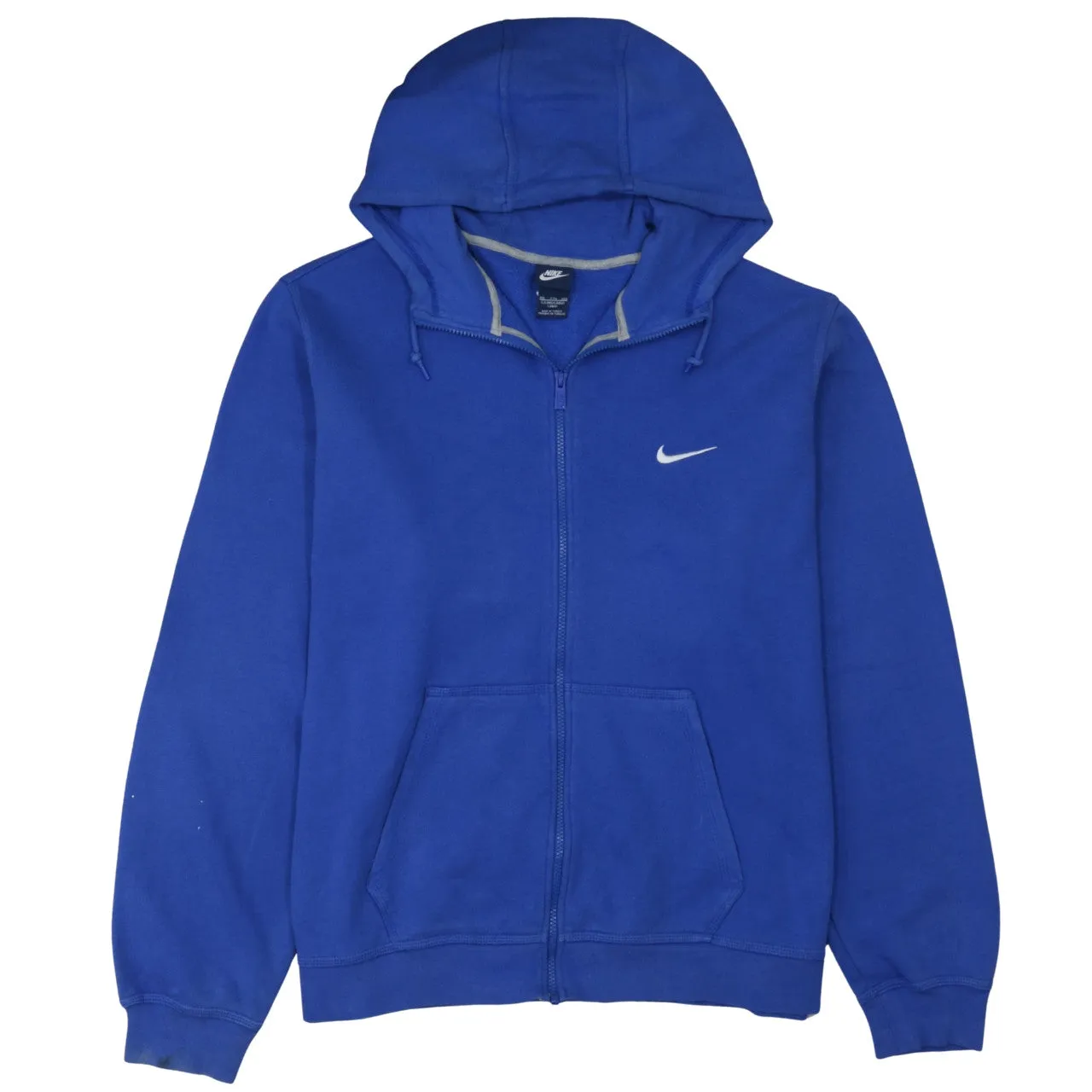 Nike Royal Blue Full Zip Hoodie Men's XXLarge Embroidered Swoosh Pockets Fleece Sweatshirt sold by Vintage Club